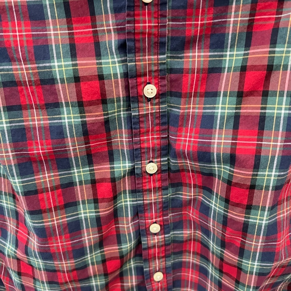 Boys Youth Plaid Ralph Lauren Button up Shirt - Red and Green - Picture 3 of 7